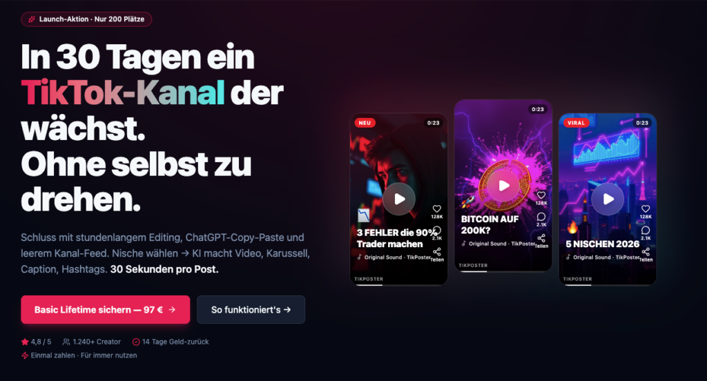 TikPoster Erfahrungen, TikTok, Affiliate Marketing, Webpirat, Onai Osman